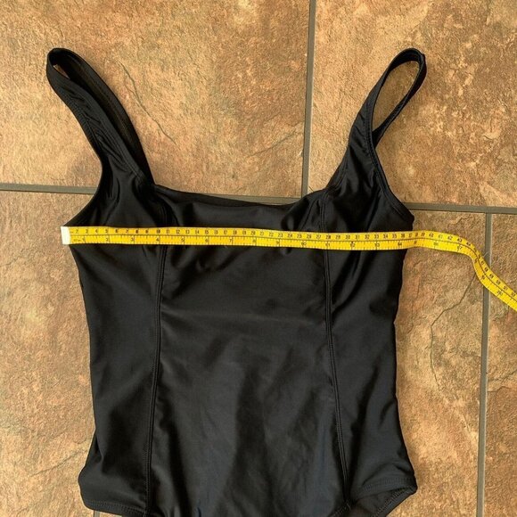 Mynah Swimsuit Medium Black One Piece Square Neck Nylon Spandex - Picture 6 of 12